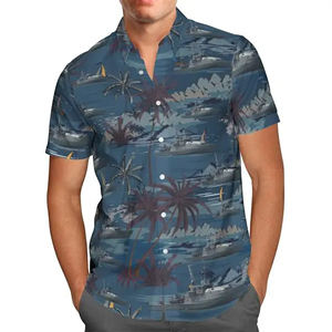 Chemise hawaïenne décontractée à impression numérique pour hommes 3D graphique de cocotier confortable à manches courtes vêtements d'été en gros anti-rides - Product Image 4