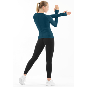Vente en gros de hauts de sport respirants sans couture pour femmes, col rond, coupe décontractée, manches longues, haut de yoga pour l'exercice et le sport - Product Image 5