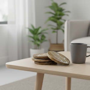 Posavasos de Madera con Patrón de Rayo Natural Hechos a Mano |   Accesorios de Mesa Modernos, Ecológicos y No Tóxicos a Precio de Mayoreo - Product Image 1