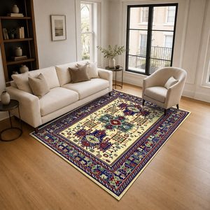 Tapis de salon en chenille antidérapant, imprimé numériquement, motif abstrait contemporain, couleur terre cuite dorée, lavable en machine, vente en gros, modèle LXDP-0356 de RUGS DEPOT - Product Image 2