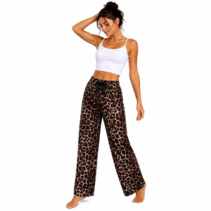Pantalon de détente large en satin de viscose pour femme, fabriqué en Turquie, respirant, taille élastique, bas de pyjama, vente en gros - Product Image 1