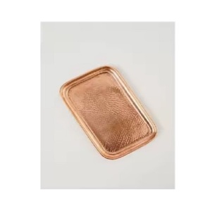 Bandeja de servicio de metal de cobre martillado redondo con asas Bandeja decorativa de cantidad a granel por fabricante - Product Image 6