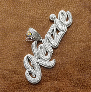 Fascinante colgante de letra Hip Hop para hombre Plata de Ley 925 con diamante de moissanita de corte redondo de claridad VVS para fiestas - Product Image 4