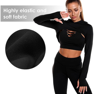 ชุดชั้นในกีฬาไร้ตะเข็บลายพระจันทร์เสี้ยวคุณภาพสูงสำหรับผู้หญิง ออกกำลังกาย ฟิตเนส โยคะ เสื้อครอป กางเกงเลกกิ้งสั้น ลายเรียบ - Product Image 3