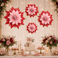 Ornement en papier pliable de luxe en forme d'étoile rose et rouge, décoration suspendue en forme de flocon de neige pour Noël, fenêtre, fête, mariage