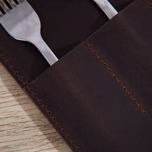 Organisateur de vaisselle en cuir fait main élégant porte-couverts pour fournitures de restaurant LYR-0036 - Product Image 6