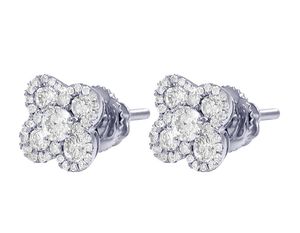 Boucles d'oreilles en diamant cultivé en laboratoire Flower Design Bijoux fins fabriqués en or massif 10K pour femmes - Product Image 2