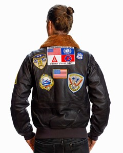 Blouson d'aviateur pour homme American Flight Black Leather Limited Edition Series Orange Jacket Cuir de vachette véritable - Product Image 4