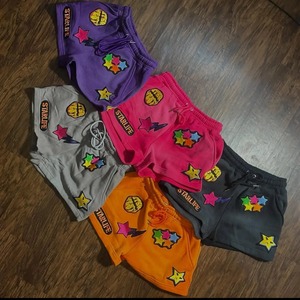 Conjunto de dos piezas de verano para mujer, conjunto de pantalones cortos lavados con ácido con logotipo bordado personalizado, chaqueta estampada, conjuntos de pantalones cortos para mujer - Product Image 5