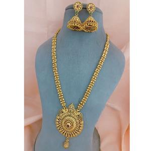 Look traditionnel Antique plaqué or perle Look meilleure qualité Long collier ensemble avec boucles d'oreilles pour mariage porter pour les femmes - Product Image 1