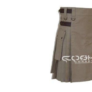 Vente à chaud de KILTS COSH Kilt en coton kaki pour hommes avec boucles en cuir Accessoire pour instruments de musique à la mode Fabricant direct - Product Image 2