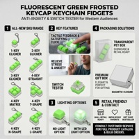 Porte-clés Fidget Clicker Clavier Mécanique LED Anti-stress Testeur de Switch Vert Fluorescent Jouet de Bureau en Plastique Personnalisé