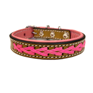 Collar de Perro de Cuero Genuino de Lujo, Trenzado, Cómodo y Moderno, Hecho a Mano, Producción Ética, Grabado - Product Image 1