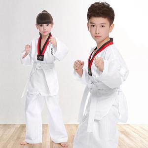 Nueva manga larga Gi uniforme Tkd disfraces ropa blanca Taekwondo uniformes Wtf Karate Judo Dobok ropa niños adultos Unisex - Product Image 2
