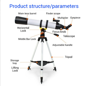 F80090 강력한 학생 어린이 초보자 천체 망원경 휴대용 전문 굴절 천체 망원경 - Product Image 5