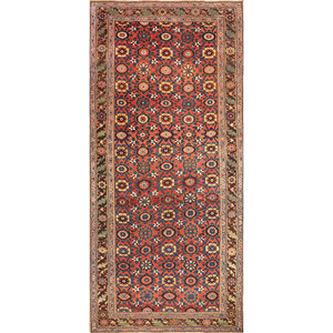 Aalam Hand Knotted Wool Rugs <b>Red</b> & Orange Floral Pattern for Home Use-Paem-54 - Product Image 1