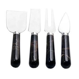 Juego de cuchillos dorados para queso con mango de mármol, espátula de mantequilla de Metal, cuchillos para el hogar, cocina, fiestas, pastel, rebanador de frutas y verduras - Product Image 2