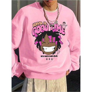 Sweat-shirt thermique surdimensionné à manches longues et à col rond respirant pour homme - Product Image 4