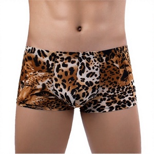 Caleçons boxers pour hommes à imprimé léopard, taille mi-haute, tricotés, respirants, en Spandex et Polyester, style BOXER BRIEFS - Product Image 3