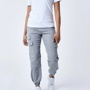 Pantalon de survêtement Cargo pour femme pantalon de jogging décontracté 100% coton pantalon de survêtement à jambe large pantalon Baggy pantalon avec poche - Product Image 4