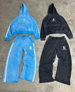 Custom Logo Embroidered Eco-Friendly Sports Wear Set <b>Hoodie</b> Pants Winter Tracksuit Unisex Sweatshirt Sweatpants Cropped - Product Image 6