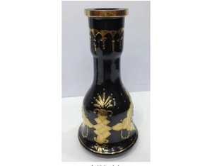 Jarrones de Vidrio Negro Decorados con Oro de 24 Quilates, Pintados a Mano, de Lujo, Estilo Egipcio Farida, con Grabado Profundo, para Fumar Shisha - Product Image 6