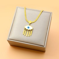 Hochwertiger Vintage-Anhänger aus Edelstahl, vergoldet, mit blauem Glücksauge und Quaste, 24k Geschenk