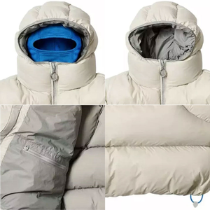 Veste bomber matelassée personnalisée en velours imprimé léopard blanc, fermeture éclair 80%, capuche, manteau d'hiver chaud, léger, emballage en tambour - Product Image 5