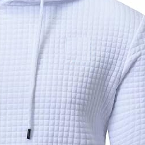 <b>Mens</b> Premium <b>White</b> Waffle Knit Pullover Hoodie Slim Fit Textured <b>Sweatshirt</b> - Product Image 5