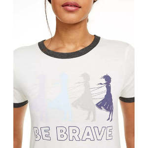 T-shirt Ringer Disney Frozen Be Brave Blu Extra Large per Bambini, 100% Cotone Jersey Traspirante con Decorazione a Lettere - Product Image 3