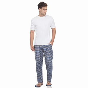 Pantalon de pyjama en flanelle à carreaux, coupe droite, tissé, vêtement de nuit, pantalon de nuit doux en toile, style confortable pour homme - Product Image 6