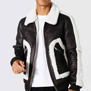 Chaqueta de Cuero Sintético con Peluche Estilo Bomber, Diseño Básico, Suministro Directo de Fábrica, Último Modelo, Nueva Llegada, Chaqueta Urbana para Hombre - Product Image 3