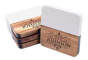 Sous-verres durables en bois et en pierre Ensemble de sous-verres en bois et en marbre à la mode Sous-verres décoratifs pour la maison Sous-verres de table haute vente Nouveau design - Product Image 5