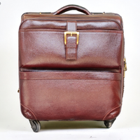 Valise de luxe en cuir véritable marron avec poignée réglable, fermeture éclair, taille personnalisable, grande capacité, polyester de haute qualité