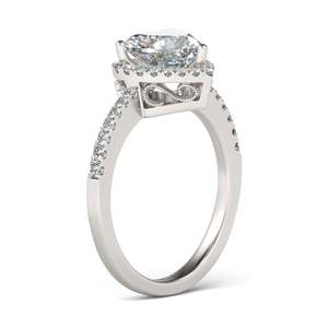 แหวนคู่รักทรงหัวใจแบบ Halo ชุบโรเดียม เงินสเตอร์ลิง ยี่ห้อ Jeulia - Product Image 3