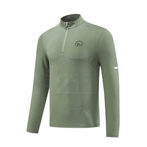 Chemises de sport à compression pour hommes, sur mesure, best-seller, dernier design, avec fermeture éclair 1/4, en spandex/polyester respirant - Product Image 1