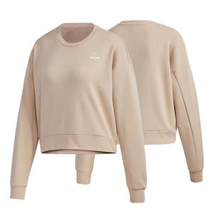 Logo brodé personnalisé femmes décontracté respirant solide Sweat-shirt surdimensionné coton col rond blanc col rond Sweat-shirt unisexe. - Product Image 4