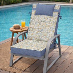 Coussins de chaise de jardin d'extérieur 120x55x8cm légèrement hydrofuges avec rembourrage en mousse et sangles de fixation, confortables pour une utilisation en extérieur - Product Image 2