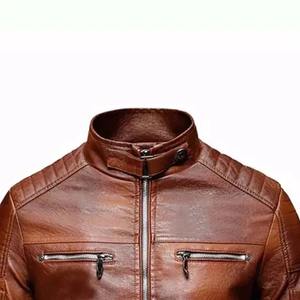 Chaqueta de Invierno Estilo Motero para Hombre de Alta Calidad, Cuello Alto, Tela de Cuero y Lona, Moda Urbana, Servicio OEM - Product Image 3