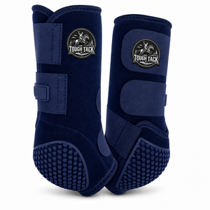 Protège-jambes Tough Tack pour chevaux, bleu marine, en microfibre, avec semelle Hex Grip pour l'équitation, modèle 2026 - Product Image 1
