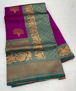 Vêtements de soirée de mariage pour femmes vêtements de broderie en soie georgette sari avec blouse non cousue - Product Image 1