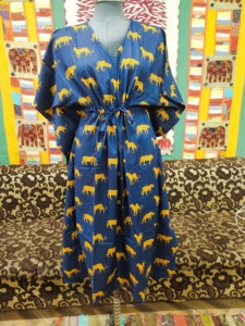 Coton indien main bloc tigre imprimé caftan longue robe pour femmes décontracté vêtements d'été ethnique plage couverture et tenue de fête - Product Image 6