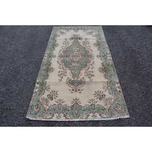 Tapis turc vert Vintage 37x68 pieds Style Boho classique Patchwork motif laine Latex grande surface Beige couleur secondaire - Product Image 1