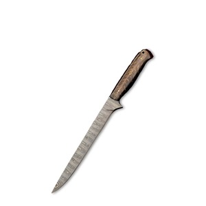 Couteau à filet damas fait main personnalisé Couteau de chef et de cuisine en acier damas avec gaine en cuir pur Couteaux à filet - Product Image 1