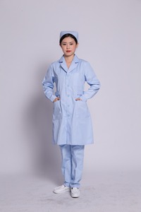 Women's Spring-Style <b>White</b> Coat Round-Neck Nurse Scrub Uniform Sets Breathable Clothing for Hospital Health Center Medical - Product Image 2