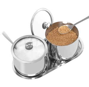 Bol de stockage d'herbes et d'épices en acier inoxydable avec cuillère et bol rond artisanal hexagonal martelé Lif - Product Image 2