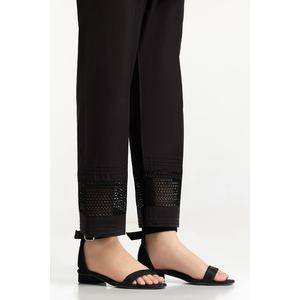 Pantalon cargo décontracté noir pour femme IUSTTR-42009, taille mi-haute, en crêpe, avec empiècements ajourés respirants et légers, taille XL - Product Image 1