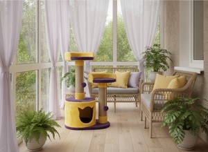 Árbol para Gatos Amistar Purple Dream Classic de Yute de 3 Niveles, Ecológico y Duradero, para Interiores - Product Image 6