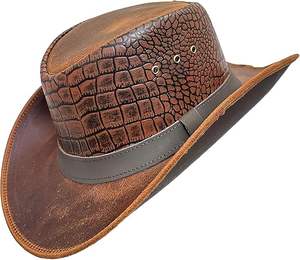 Sombrero de vaquero de cuero para hombres y mujeres Sombreros occidentales moldeables ligeros hechos a mano duraderos para hombres - Product Image 6