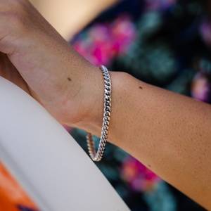 สร้อยข้อมือไมอามี่สุดอินเทรนด์สร้อยเงิน925ขนาดกว้าง5มม. เครื่องประดับข้อมือปรับได้6ถึง10นิ้ว - Product Image 6